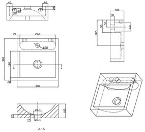 Черен каменен малък умивалник 30x30 cm Blok – Sapho