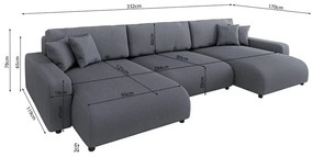 Тъмносив ъглов диван с място за съхранение от рипсено кадифе Sara – Ropez