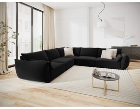Черен кадифен ъглов диван Vanda – Mazzini Sofas
