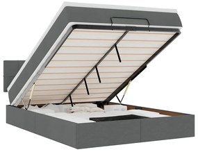 3312313 vidaXL Османска легло с матрак и LED, тъмносиво, 140x200 см, плат