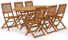 44057 vidaXL Градински трапезен комплект, сгъваем, 7 части, акация масив