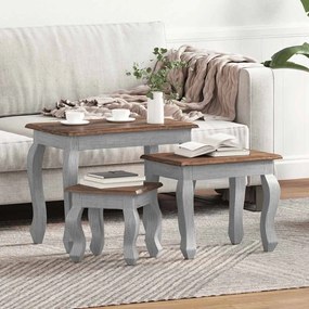 244505 vidaXL Комплект 3 стифиращи масички, махагоново дърво масив