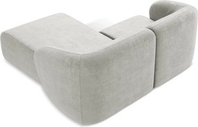 Светлосив шенилов ъглов диван (десен ъгъл) Lani – Makamii