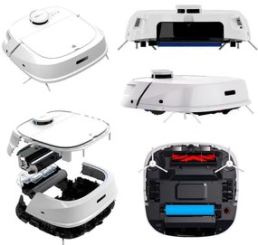 Прахосмукачка робот Tecbot M1, Li-ion 5200 mAh, 4000 Pa, 0.5 l, HEPA, Wi-Fi, Автономност до 160 мин, Подомиячка със самопочистващ моп, Бял