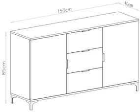 Скрин ЛАНА K-150S Дъб Артисан - СТОЯЩ ШКАФ С 2 ВРАТИ С ЧЕКМЕДЖЕТА