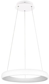 Бяло LED затъмняващо се висящо осветително тяло с метален абажур ø 62 cm Cardona – Trio
