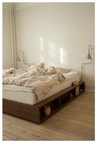 Кафяво двойно легло от борова дървесина с решетка 140x200 cm Ziggy - Karup Design