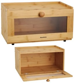 Кутия за хляб Klausberg KB 7923, 35.5 см, Акрилно прозорче, Бамбук, Кафяв