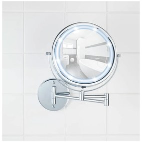 Козметично огледало със светлина/увеличително (5x) ø 17,5 cm Power-Loc Lumi – Wenko