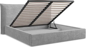 Светлосиво двойно легло 160x200 cm тапицирано с място за съхранение с включена подматрачна рамка Esala – Makamii