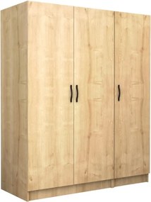 Шкаф с три врати от меламин в цвят дъб 150x60x181см.