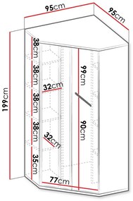 Ъглов гардероб Imola 2D