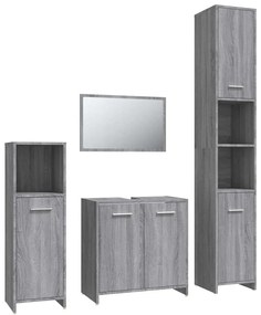 3154404 vidaXL Комплект мебели за баня от 4 части сив сонома инженерно дърво
