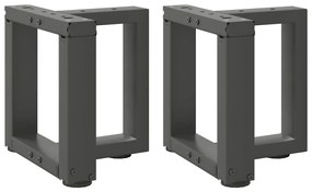 4013002 vidaXL Крака за масичка за кафе, Т-образни, 2 бр., антрацит, 30x25x(30-31) см, стомана