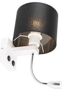 Модерна стенна лампа бяла с черен абажур - Brescia