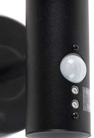 Външна стенна лампа черна с датчик за движение IP44 - Gleam