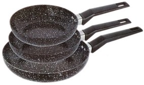Комплект тигани ZILNER ZL 7135, 3 части, 20, 24, 28 см, Покритие Granite, Индукция, Черен