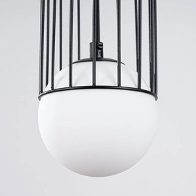 Бяло/черно висящо осветително тяло със стъклен абажур Belinda – Sollux