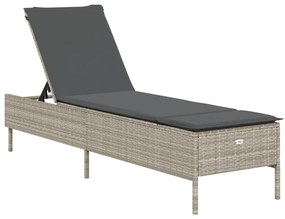 4002724 vidaXL Шезлонг с шалте, светлосив, полиратан