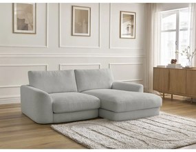 Светлосив ъглов диван от прежда с примки от букле (десен ъгъл) Leonore – Bobochic Paris