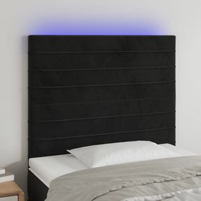 3122596 vidaXL LED горна табла за легло, черна, 80x5x118/128 см, кадифе