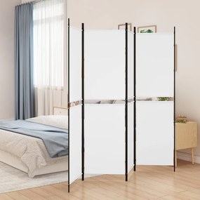 350214 vidaXL Параван за стая, 4 панела, бял, 200x180 см, текстил