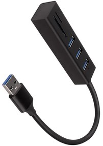 AXAGON HMA-CR3A 3x USB-A + SD/microSD, USB3.2 Gen 1 hub, metal, 20cm USB-A cable