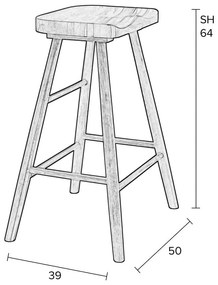 Бар стол от масивен дъб в естествен цвят (височина на седалката 65,5 cm) Vander – White Label
