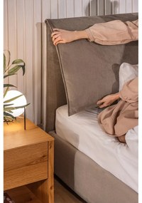 Двойно тапицирано кафяво-сиво легло с място за съхранение и включена подматрачна рамка 160x200 cm Thessa Pillow – Bonami Selection