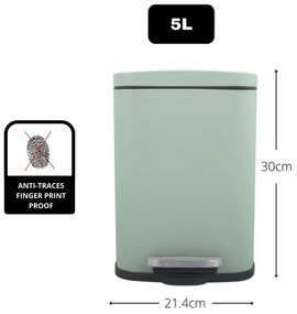 Стоманено кошче за боклук с педал в цвят мента 5 l Akira – Spirella