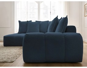 Тъмносин шенилов сгъваем/с място за съхранение ъглов диван (ляв ъгъл/L форма) Everest – Bobochic Paris