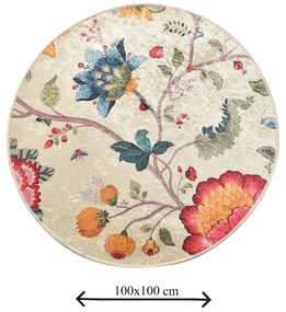Флорална постелка за баня Circle Vintage, ø 100 cm - Foutastic