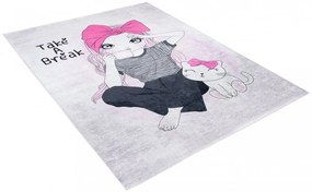 Детски килим за момичешка стая с дама с кафе Ширина: 80 см | Дължина: 150 см