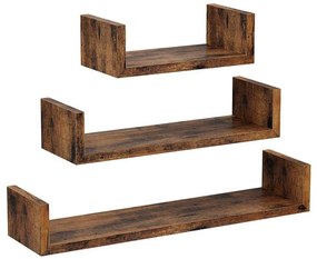 Комплект от 3 стенни рафта SHELFY в кафяв цвят