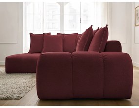 Бордо шенилов сгъваем/с място за съхранение ъглов диван (ляв ъгъл/L форма) Everest – Bobochic Paris
