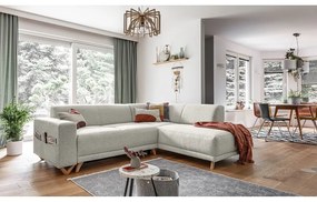 Бежов разтегателен/с място за съхранение ъглов диван (десен ъгъл/L форма) Classy Sophie – Miuform