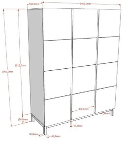 Бял детски гардероб 149x196x58 cm Eva – Vipack