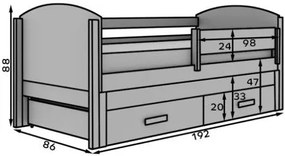 Детско легло Пеони-бяло-180 x 80