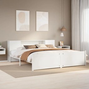 3322446 vidaXL Легло с етажерка за книги, без матрак, 200x200 см, бор масив