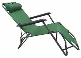 Сгъваем къмпинг 3-позиционен стол с възглавница T4001, 153 х 60 х 80 см, зелен