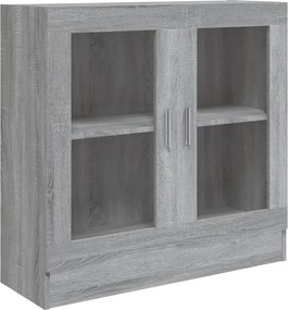 815616 vidaXL Шкаф витрина, сив сонома, 82,5x30,5x80 см, инженерно дърво