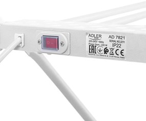 Електрически сушилник за дрехи Adler AD 7821, 220W, 18 нагревателни елемента, IP22, Бял