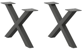 4012882 vidaXL Крака за масичка за кафе, X-образни, 2 бр., антрацит, 60x(30-31) см, стомана