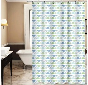Завеса за душ TORO PREMIUM 178x199 см синьо/зелено