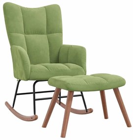 328153 vidaXL Люлеещ се стол с табуретка, светлозелен, кадифе