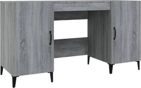 817553 vidaXL Бюро, сив сонома, 140x50x75 см, инженерно дърво