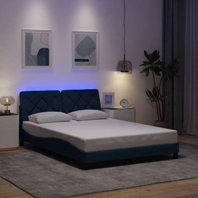 3310670 vidaXL Рамка за легло със светодиод без матрак Синя 140x190 cm Плат