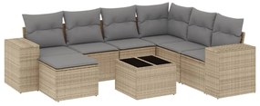 3255246 vidaXL Градински диван с възглавници, 8 части, бежов полиратан