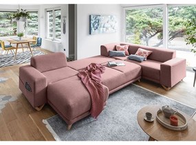 Розов разтегателен/с място за съхранение ъглов диван (десен ъгъл/U форма) Classy Sophie – Miuform