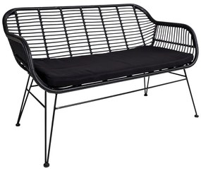 Черен градински диван от изкуствен ратан Trieste - House Nordic